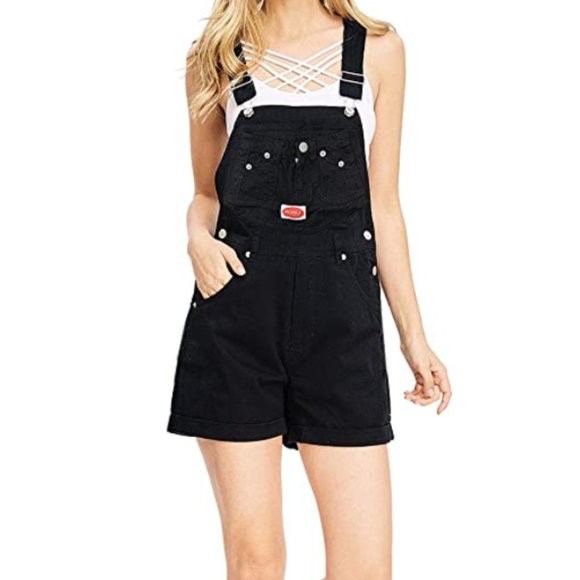 Revolt Jeans Pants - Revolt Jeans Black Classic Short Overalls